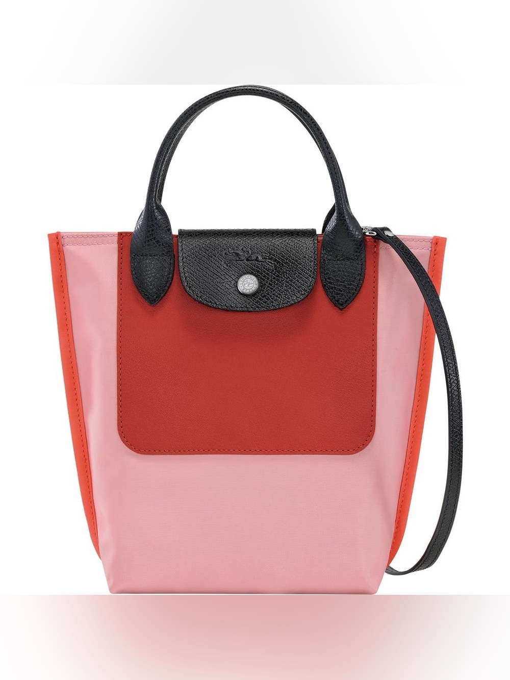 LONGCHAMP Extra Small Cabas Replay Recycled Canvas Tote Pink, Red and Black $330